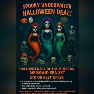 Vibrant Día de los Muertos Mermaid Costume Set Of 16 Pieces